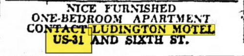 Ludington Motel - 1961 Ad